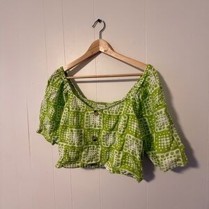 Stylish Green Patterned Women's Crop Top